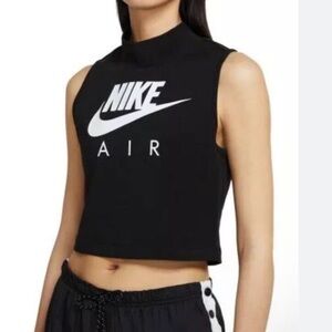 Nike Air Mock Black Cropped Tank-Top High-Neck Sleeveless Shirt Women’s Size XS